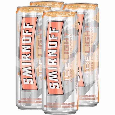SMIRNOFF ICE LIGHT WHITE PEACH & SODA CA 4pk